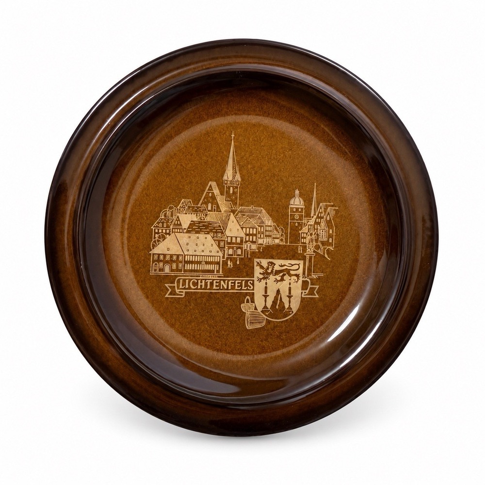 Vintage Goebel Lichtenfels Germany Wall Plate Brown Porcelain Bavaria W Germany